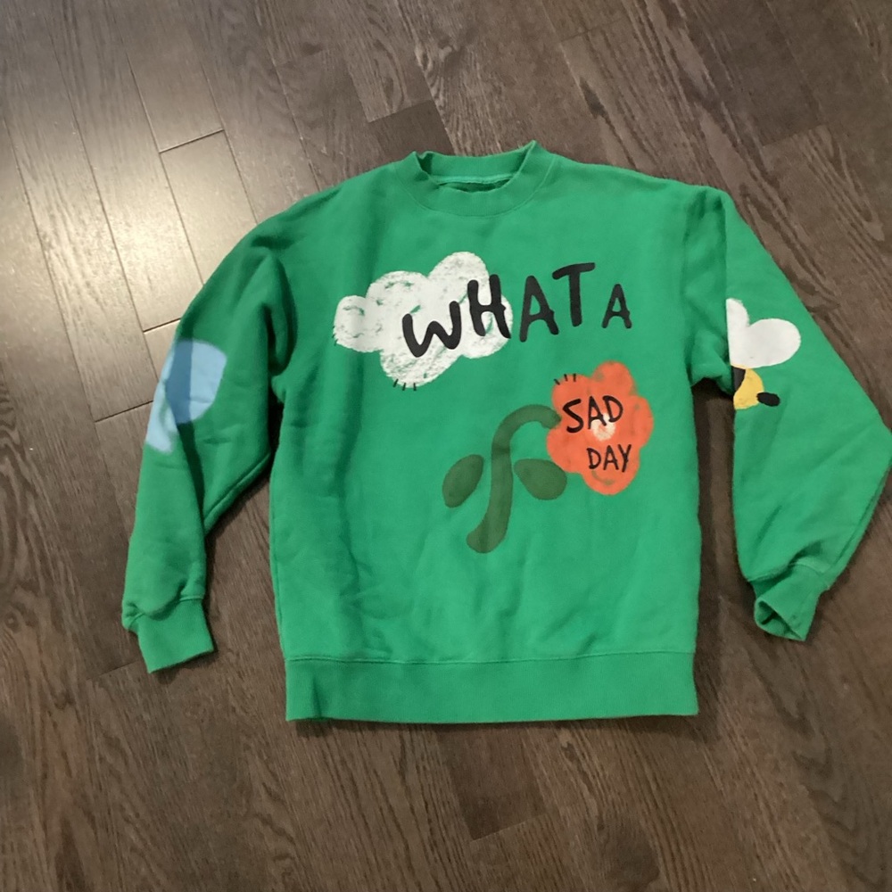 Melting Sadness Green Graphic Sweatshirt
